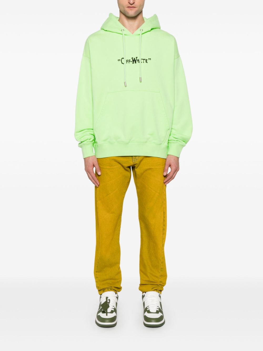 Off-White logo-print hoodie - Groen