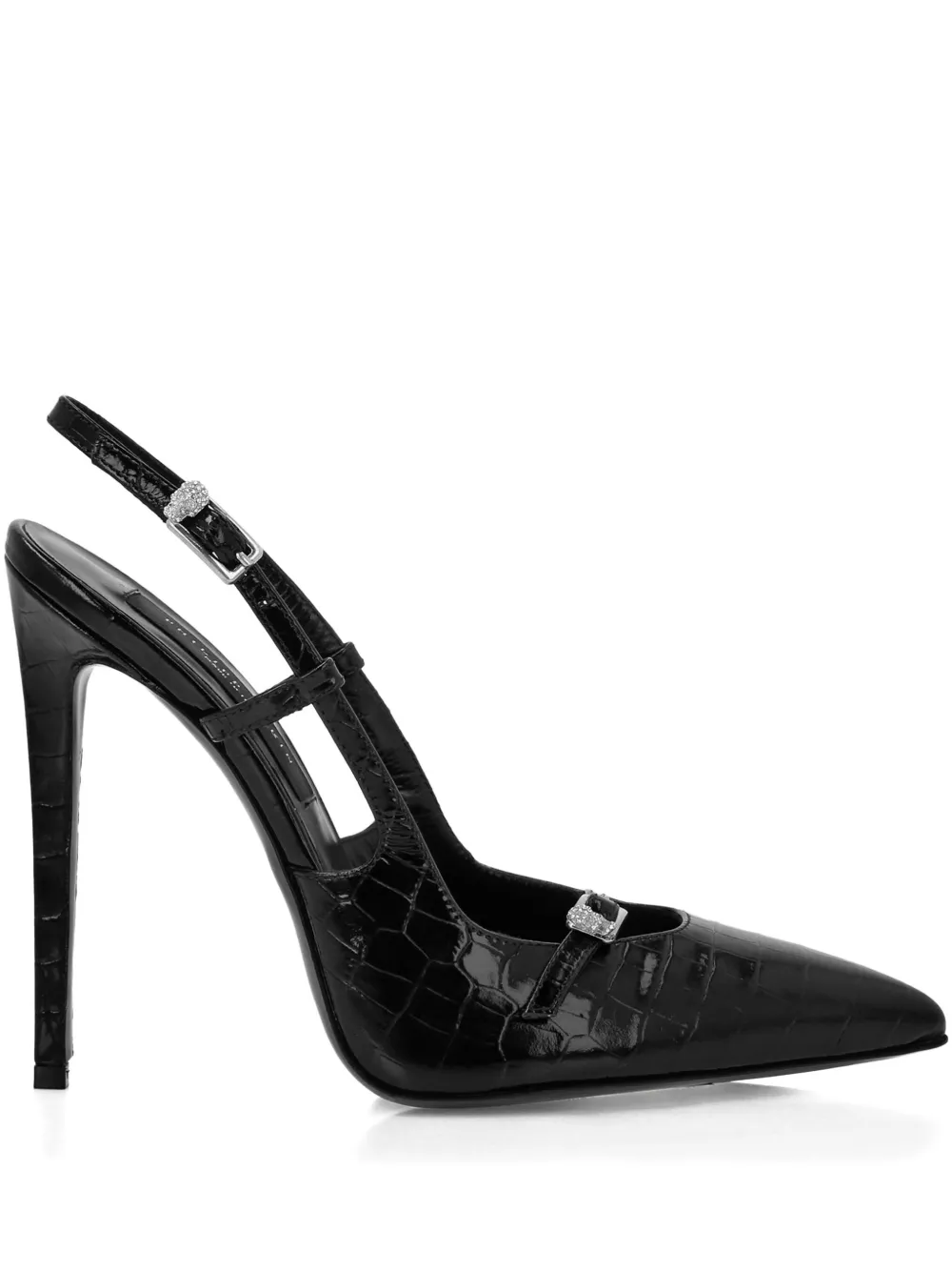 Philipp Plein 120mm Crocodile-effect Slingback Pumps