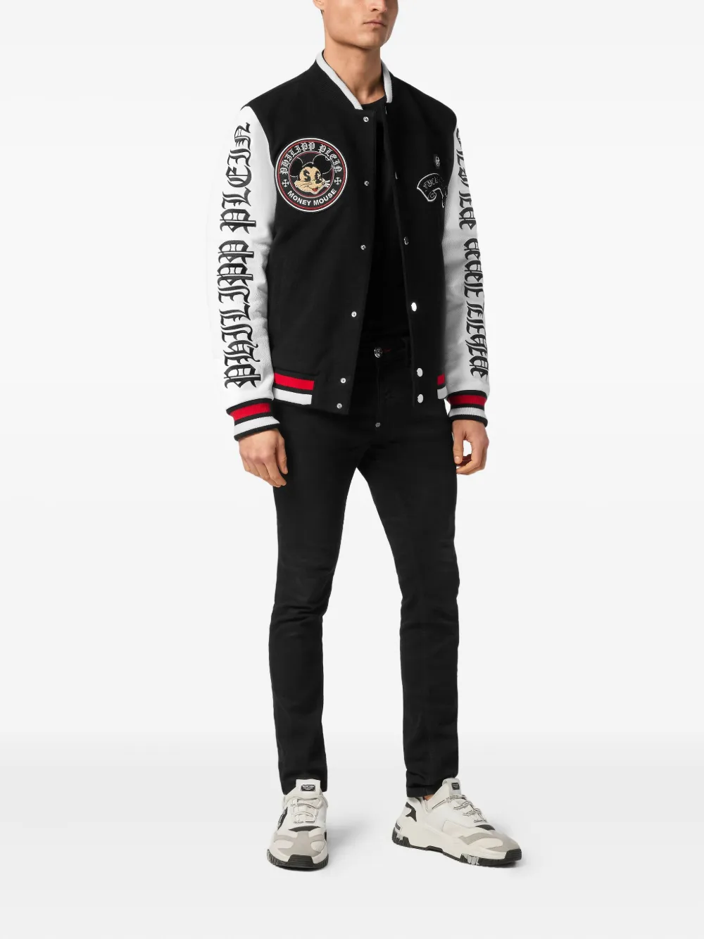 Philipp Plein Money Mouse-emblem varsity jacket - Zwart