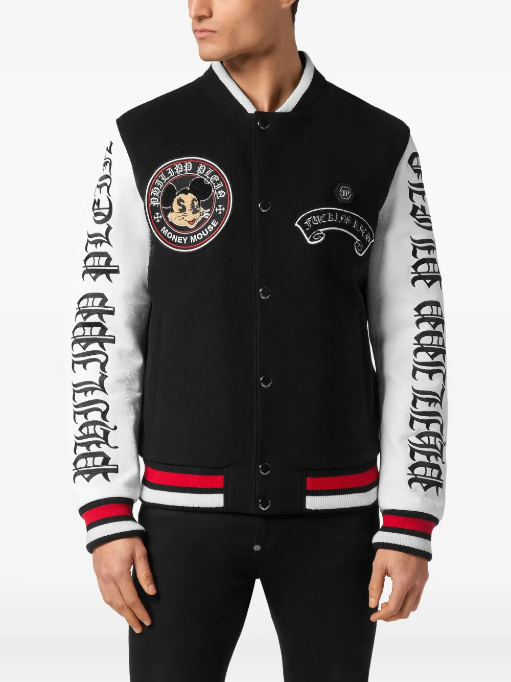 Philipp Plein Bomberjack met Money Mouse-embleem Zwart