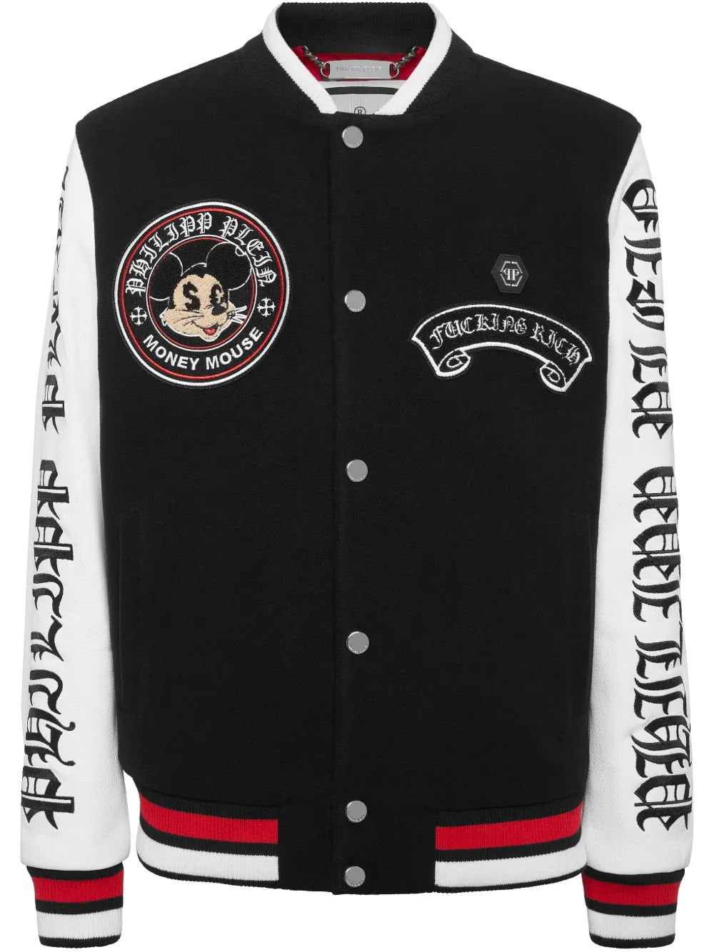 Philipp Plein Bomberjack met Money Mouse-embleem Zwart