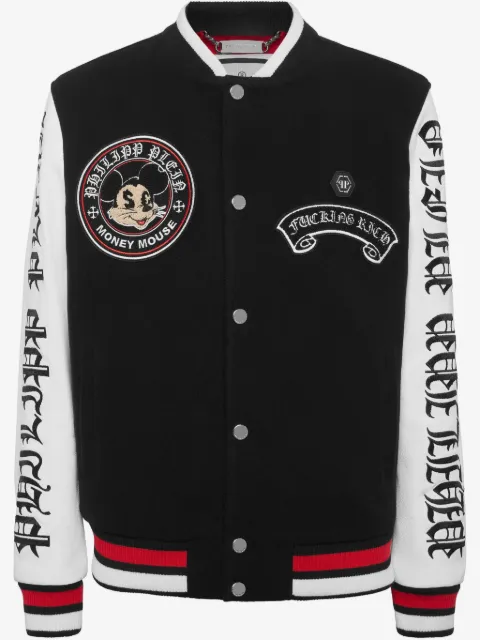 Philipp Plein Money Mouse-emblem varsity jacket