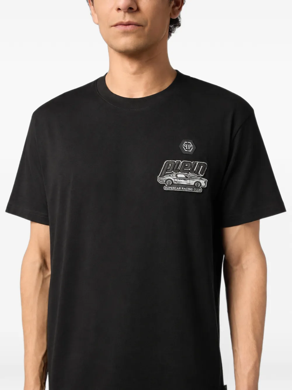 Philipp Plein Jersey T-shirt met ronde hals en print Zwart