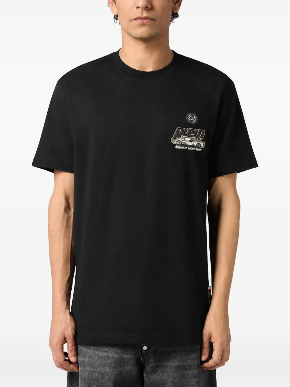 Philipp Plein Jersey T-shirt met ronde hals en print Zwart
