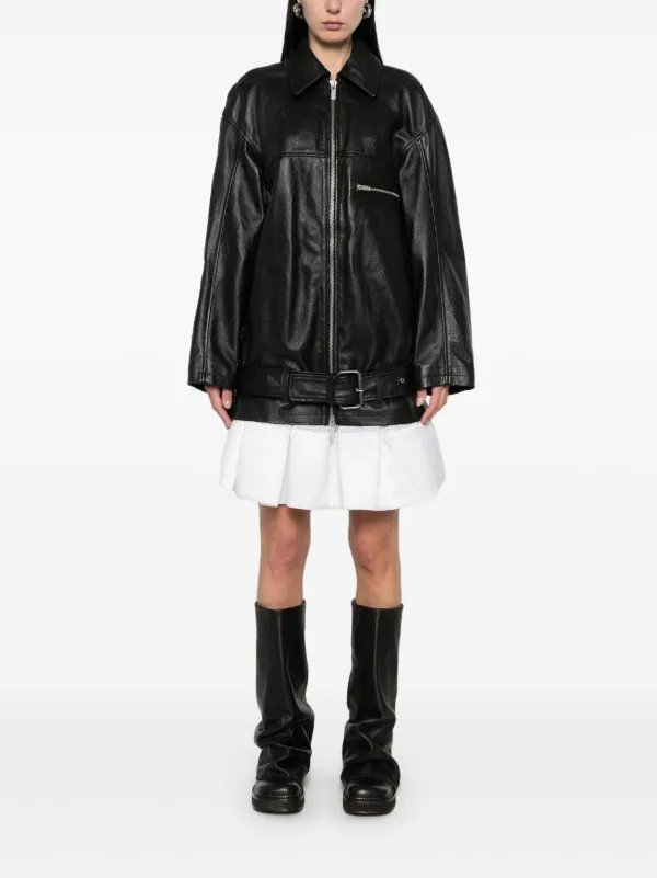 ジャケット REMAIN Woman Jacket Black 502325 100 REMAIN Leather Biker Jacket | Black | FARFETCH