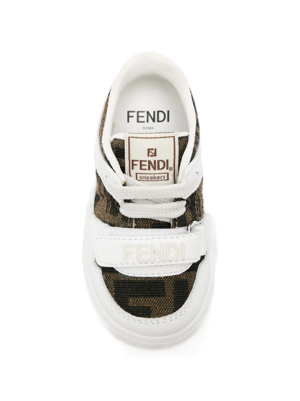 Fendi Kids Sneakers met klittenband en logodetail Wit