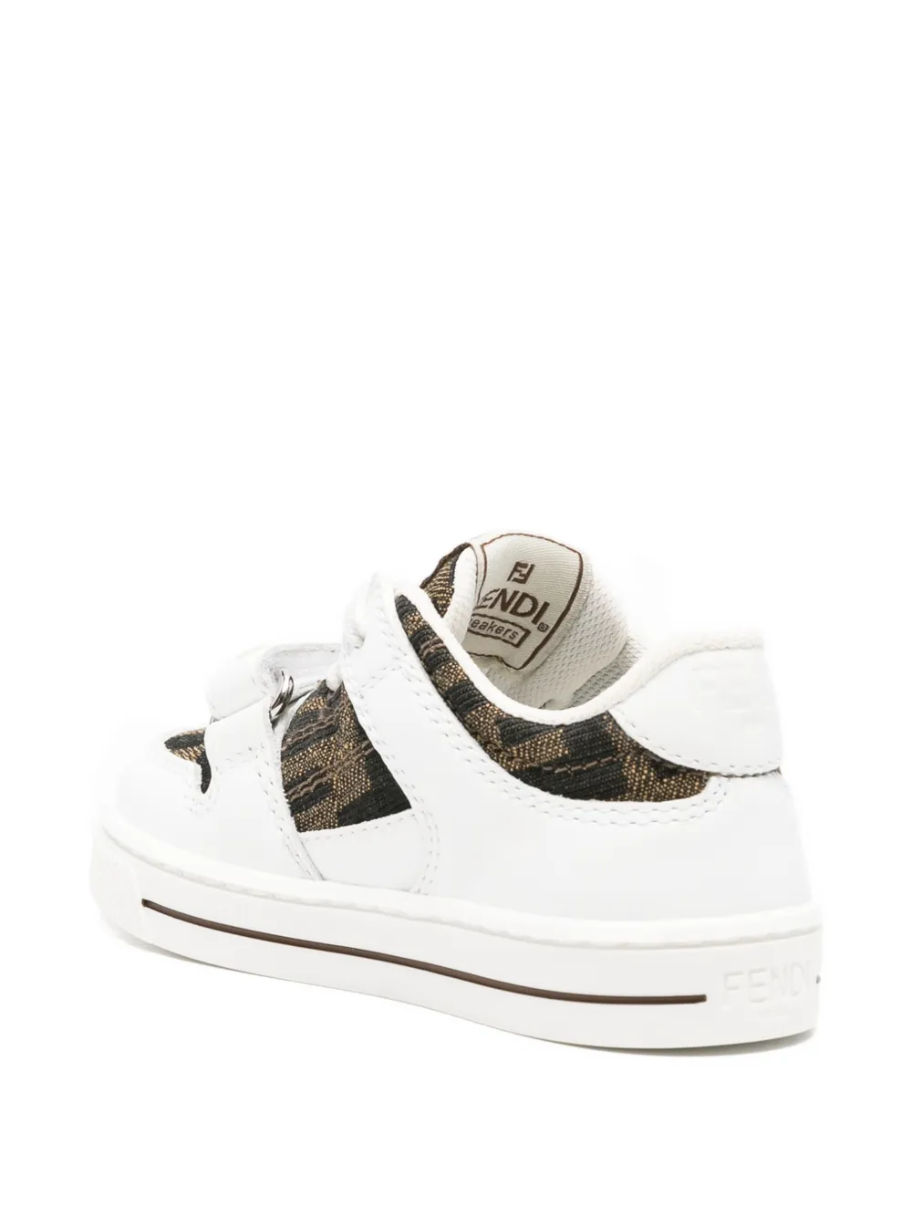 Fendi Kids Sneakers met klittenband en logodetail Wit