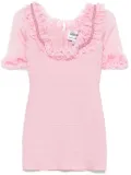 Self-Portrait ruffled knitted mini dress - Pink