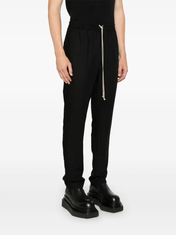 Rick Owens Drawstring Slim Long Trousers | Black | FARFETCH
