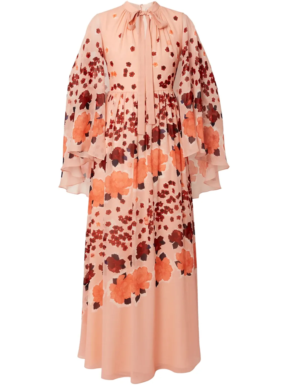 Erdem Tie-detailed Floral-print Silk-georgette Gown In Brown