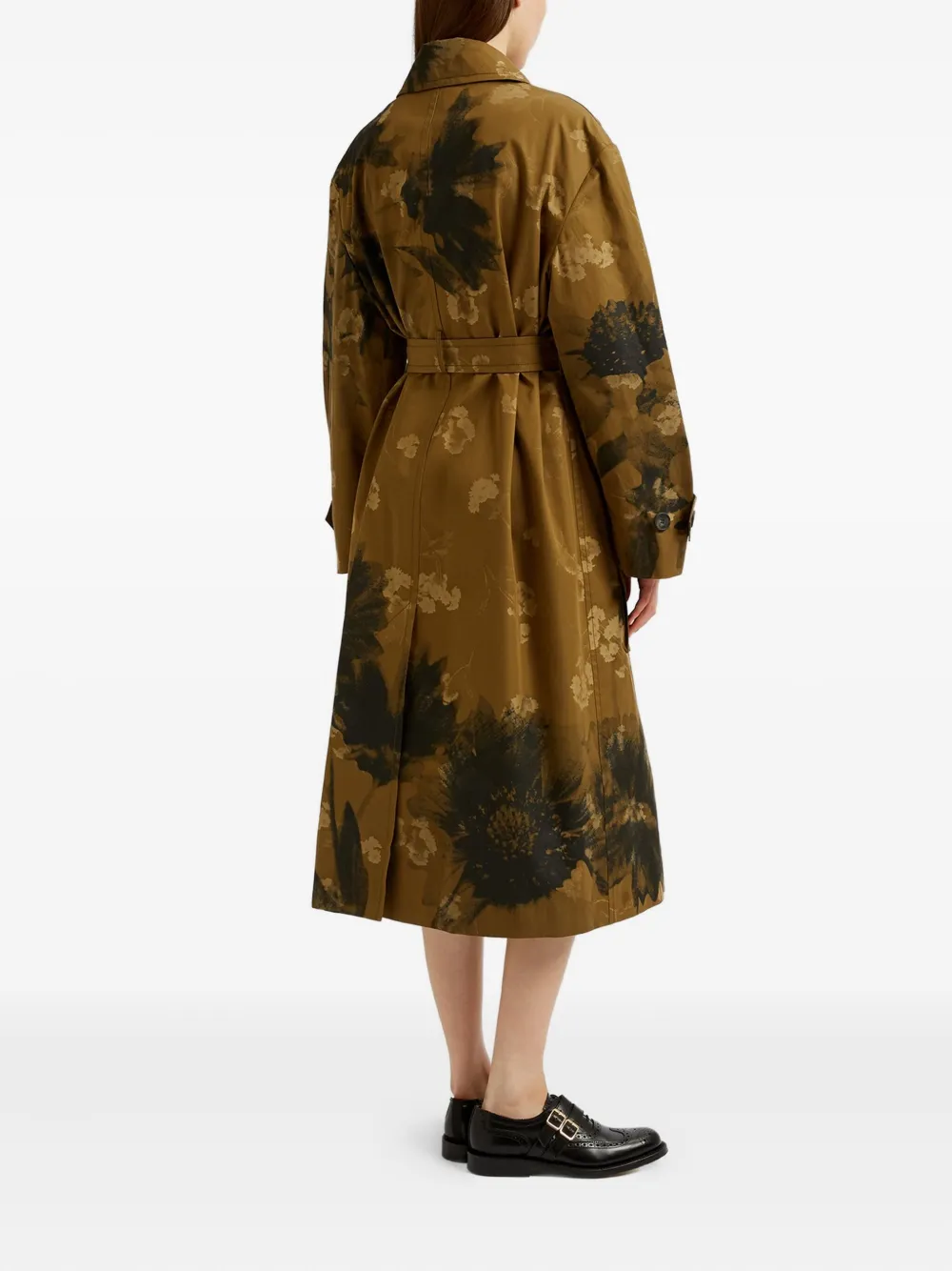 Erdem Womens Floral-graphic Single-breasted Cotton Trench Coat Troubridge Floral Khaki In Multi