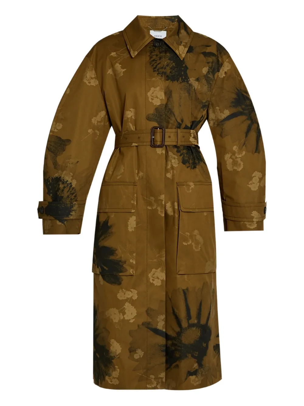 Erdem Womens Floral-graphic Single-breasted Cotton Trench Coat Troubridge Floral Khaki In Multi