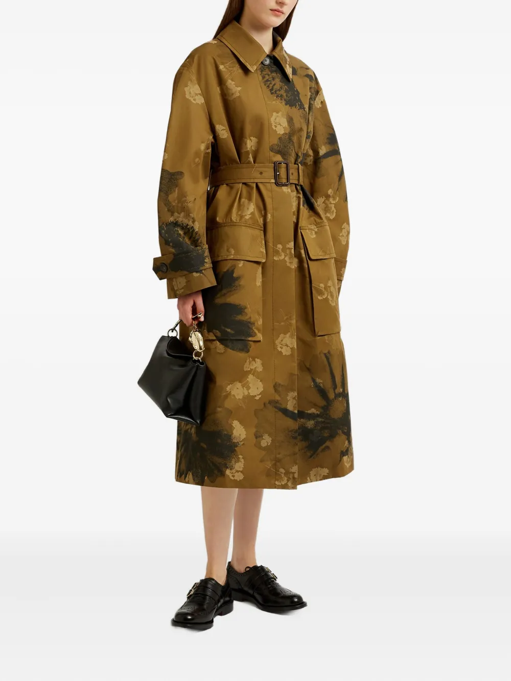 Erdem Womens Floral-graphic Single-breasted Cotton Trench Coat Troubridge Floral Khaki In Multi