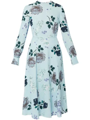 ERDEM Tiered embroidered cotton-poplin midi shirt dress