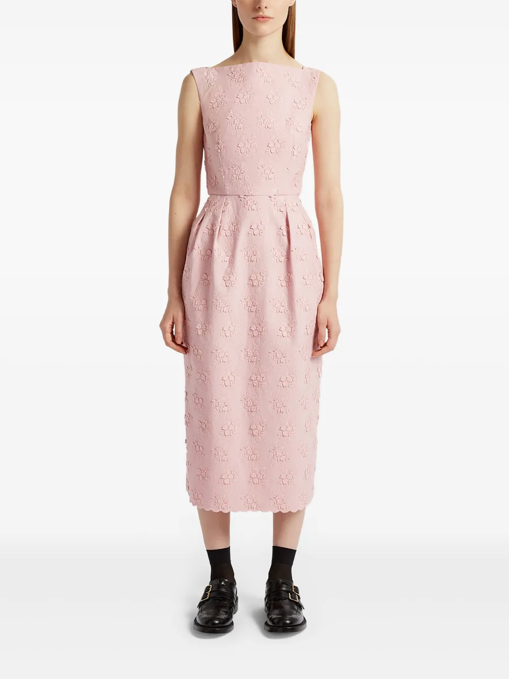 Shop Erdem Sleeveless Midi Dress In Pink