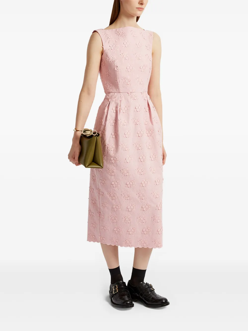 Shop Erdem Sleeveless Midi Dress In Pink