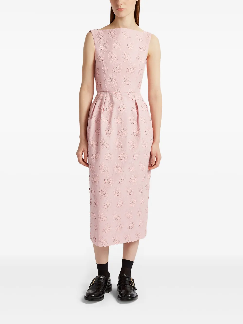 Shop Erdem Sleeveless Midi Dress In Pink