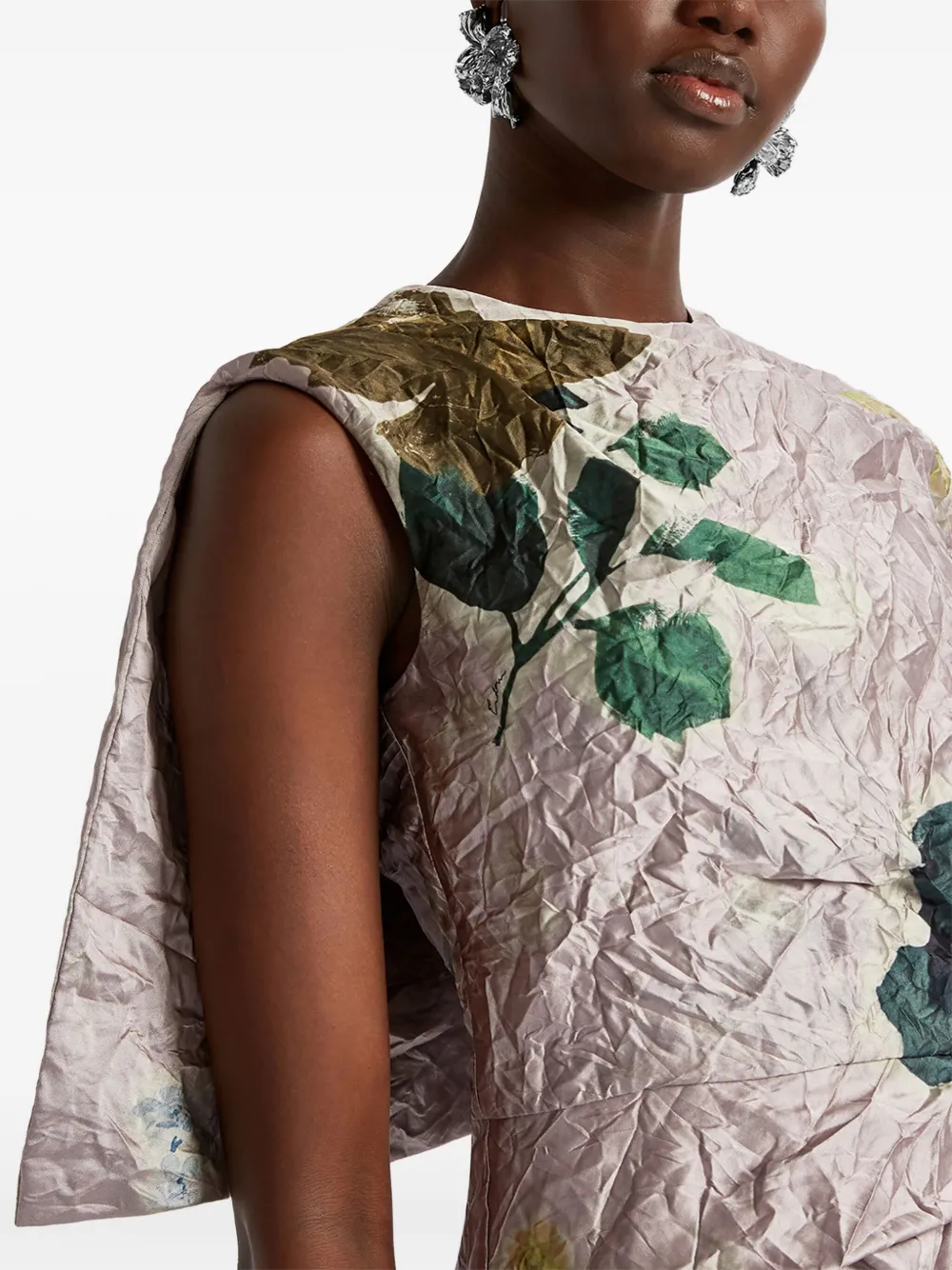ERDEM SHORT-SLEEVE ASYMMETRIC MIDI DRESS 