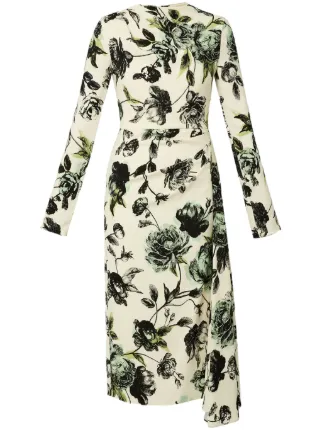 ERDEM Draped long-sleeve Midi Dress | Neutrals | FARFETCH ID ERDEM Draped long-sleeve Midi Dress | Neutrals | FARFETCH ID
