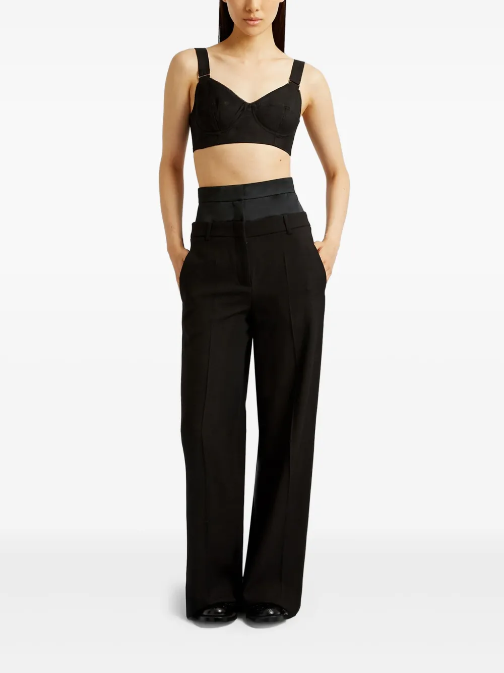 ERDEM double-waist trousers - Zwart