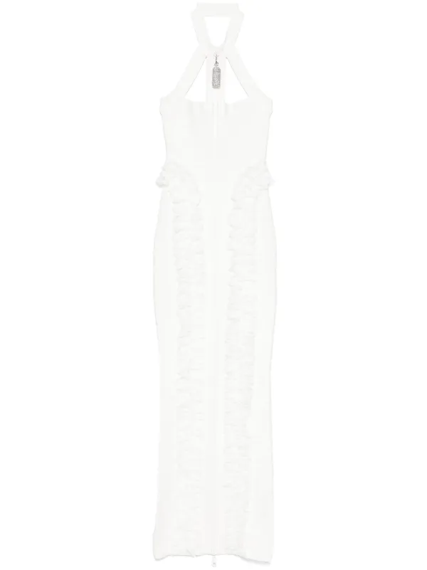 ワンピース SELF PORTRAIT Christopher kane knitted dress ruffles Bianco self-portrait x Christopher Kane Knit Ruffle Mini Dress in