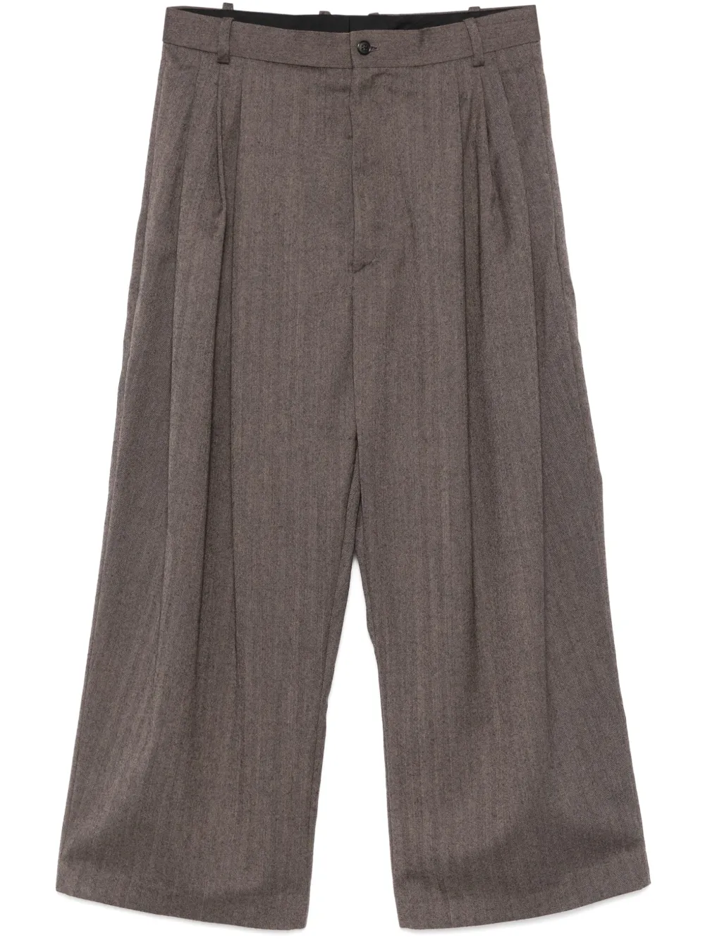 herringbone-pattern trousers