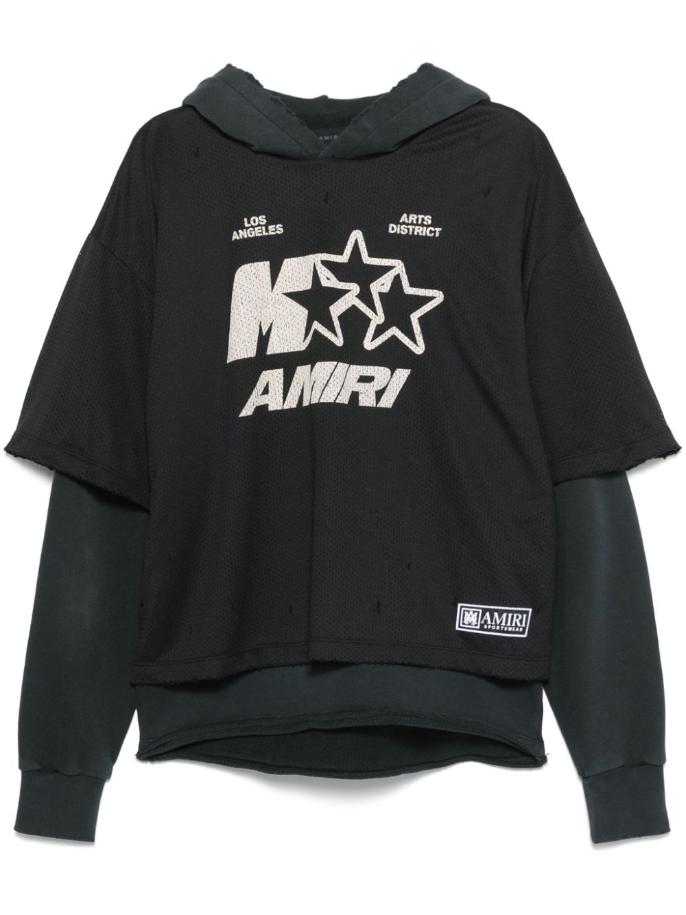 star-print mesh hoodie