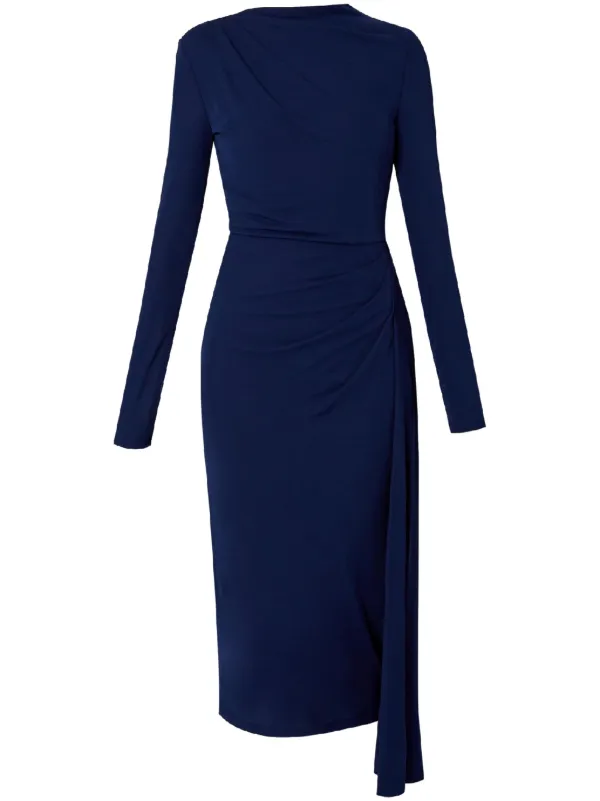 erdem dress blue Striped printed cotton poplin midi dress in blue - Erdem