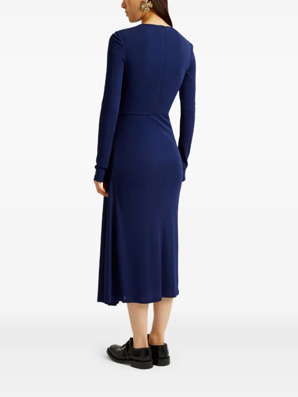 long sleeve draped midi dress Erdem Floral Long-Sleeve Draped Midi Dress