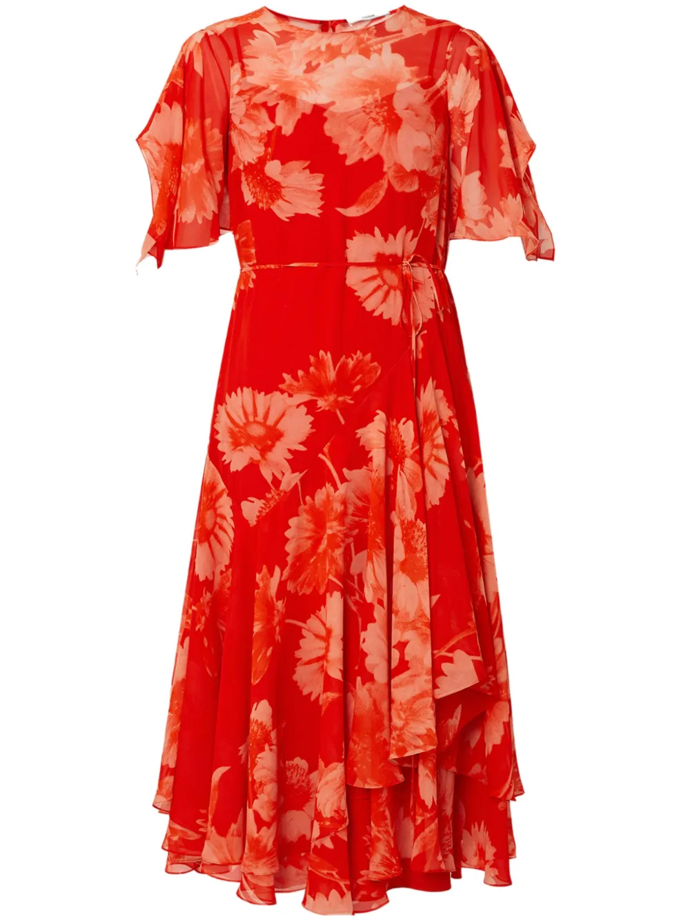 ERDEM asymmetric short-sleeve midi dress | Red | Image 1