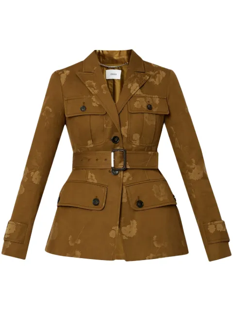 ERDEM floral-jacquard belted blazer