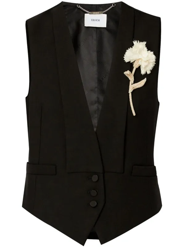 【関税込み】Erdem Flower ブローチ ERDEM カーネーション ブローチディテール ベスト | FARFETCH JP