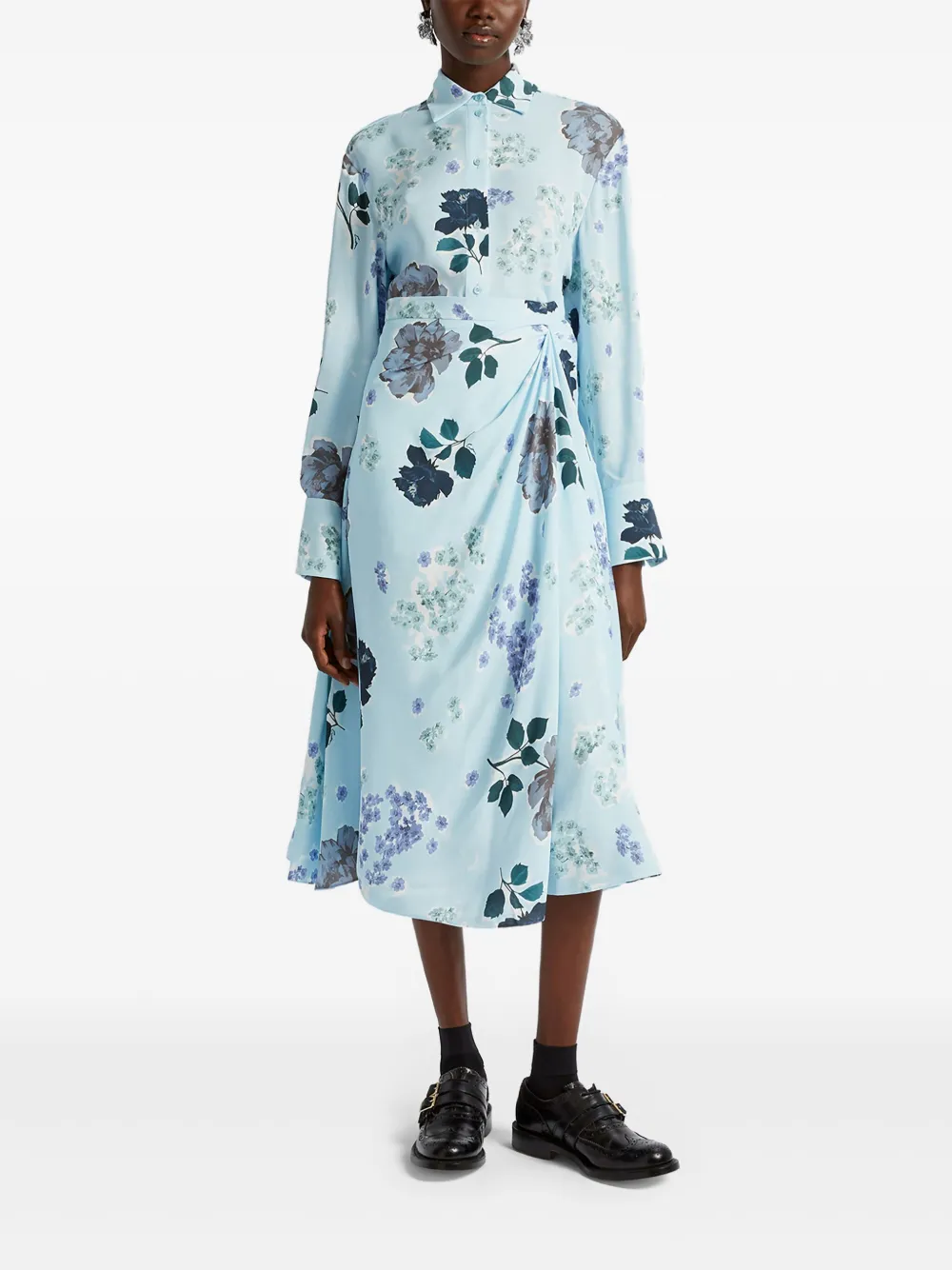 ERDEM DRAPED MIDI SKIRT