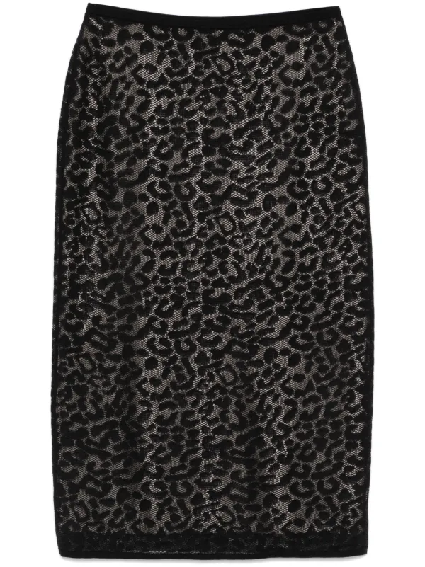 Theory Lace Midi Skirt in Black