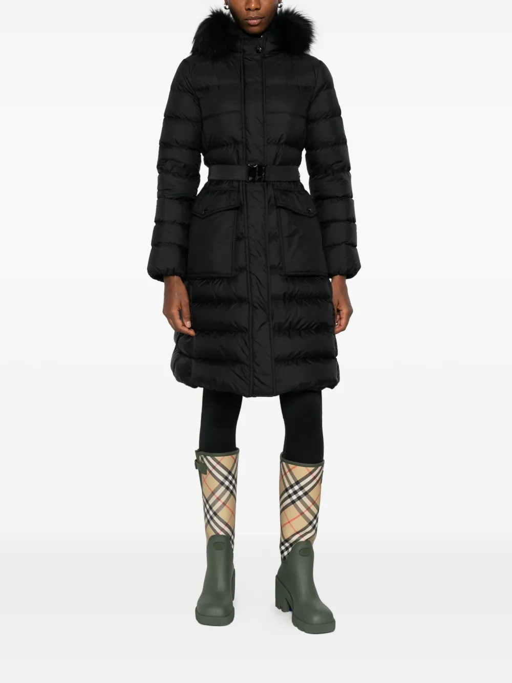 Moncler Khloesse gewatteerde jas met afwerking - Zwart