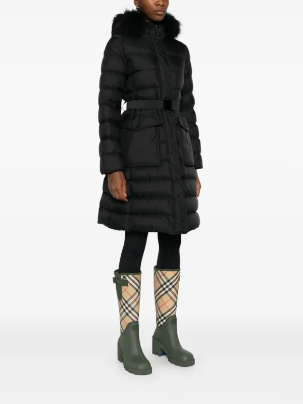 Moncler Khloesse Trimmed Quilted Coat | Black | FARFETCH