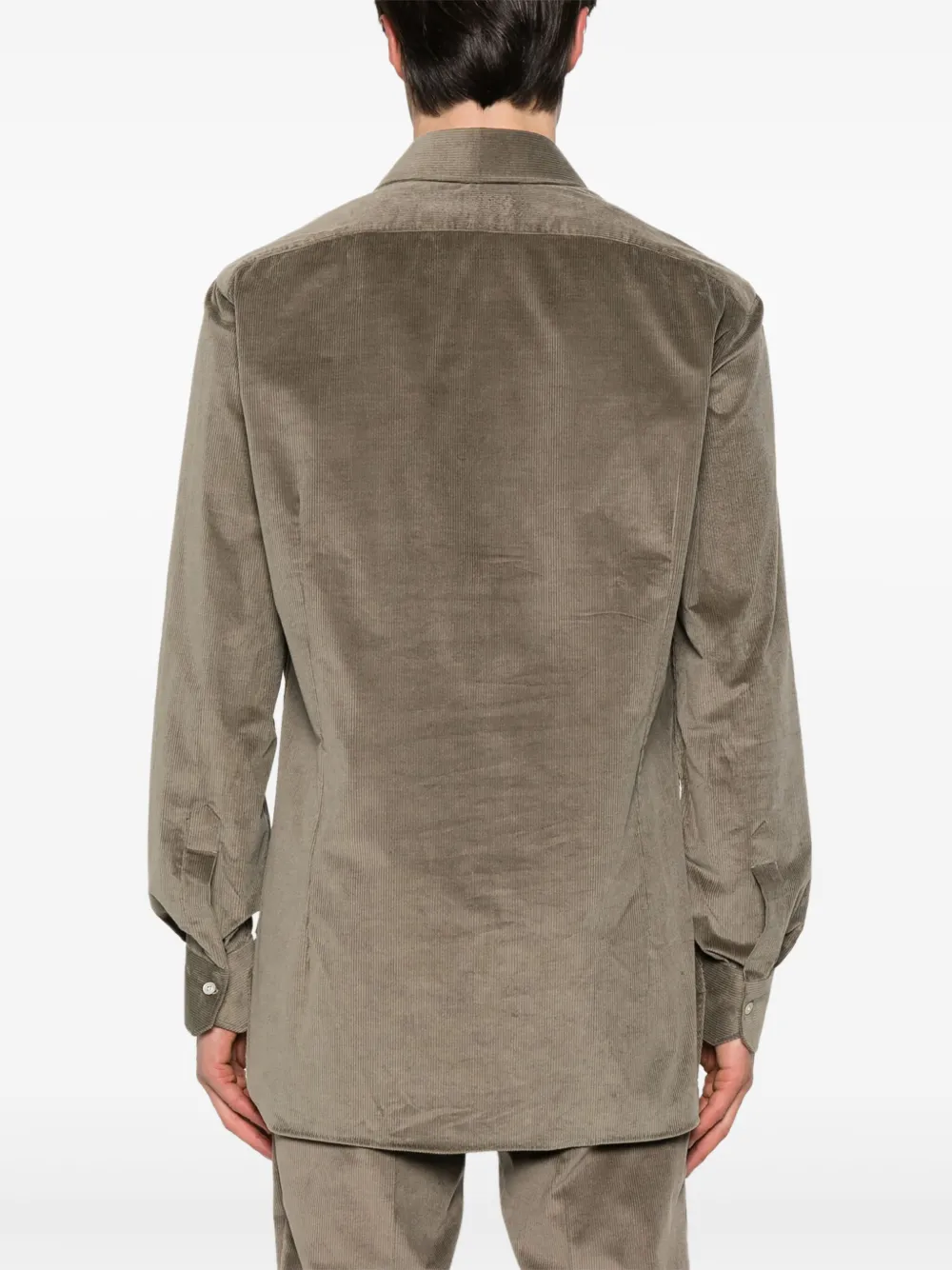 Kiton Ribfluwelen overhemd Groen