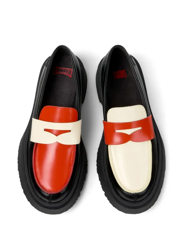 CAMPER TWINS ブラックレザー ローファー Twins Black Formal Shoes for Women - Spring/Summer
