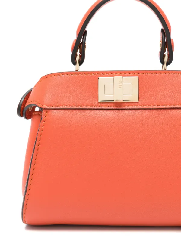 FENDI Nano Peekaboo Shoulder Bag | Orange | FARFETCH JO