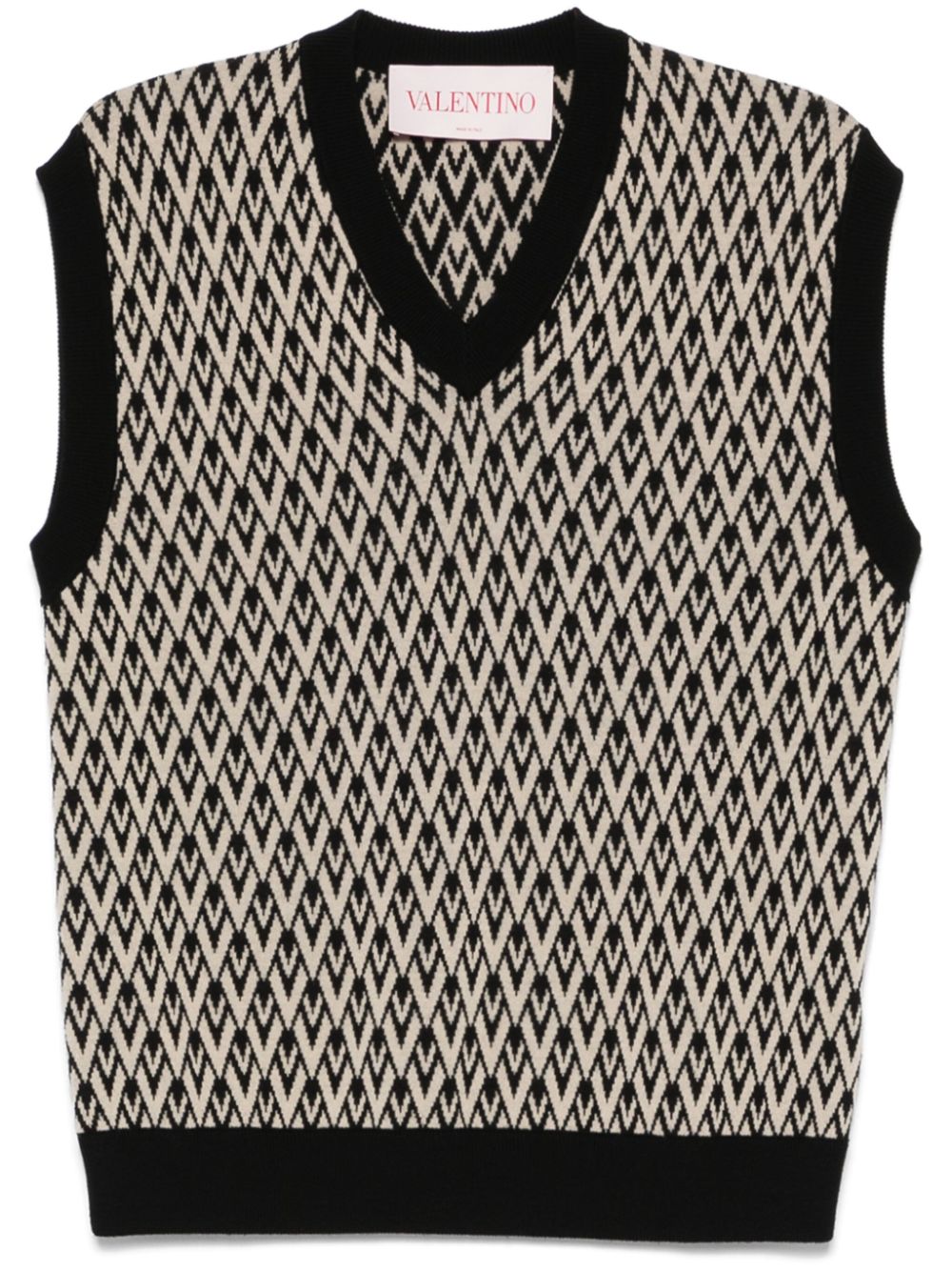 logo-jacquard wool vest