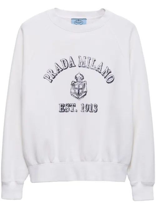 Sweat en coton à col rond - Prada - Modalova