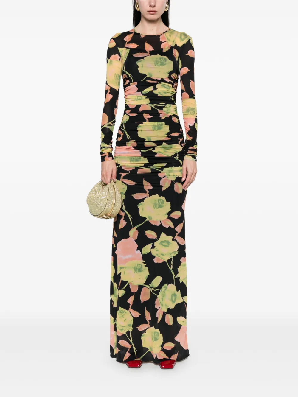 Blumarine floral-print maxi dress - Zwart