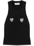 Blumarine rhinestone-heart tank top - Black