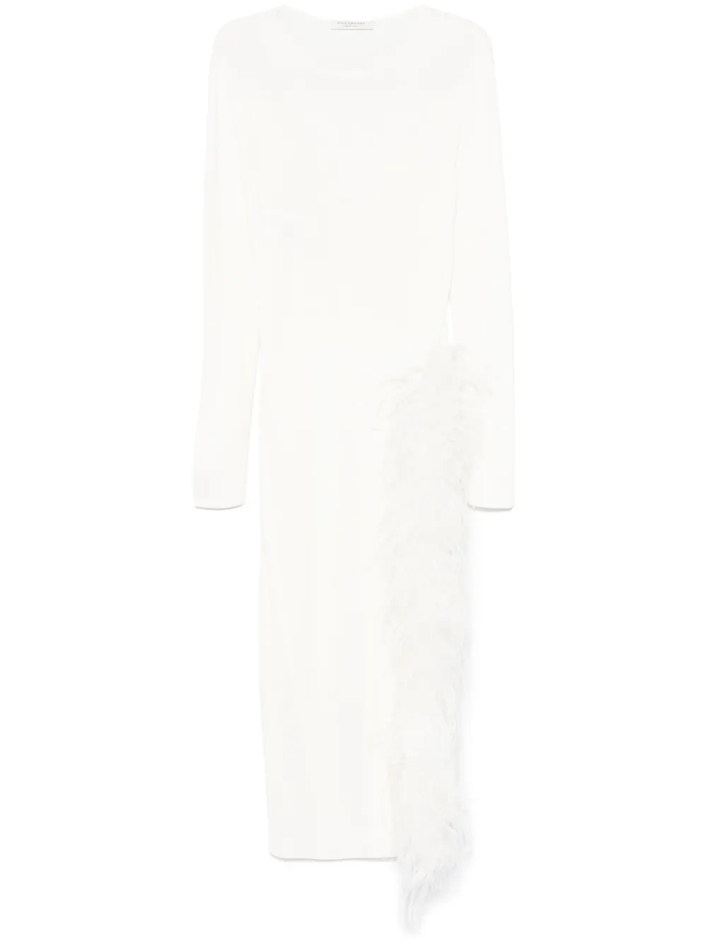 Philosophy Di Lorenzo Serafini feather-trimmed maxi dress Wit