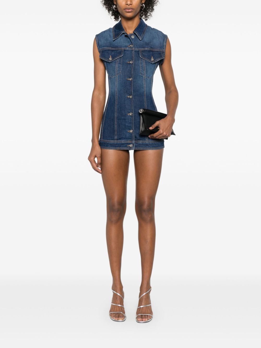 Mônot sleeveless denim mini dress - Blauw