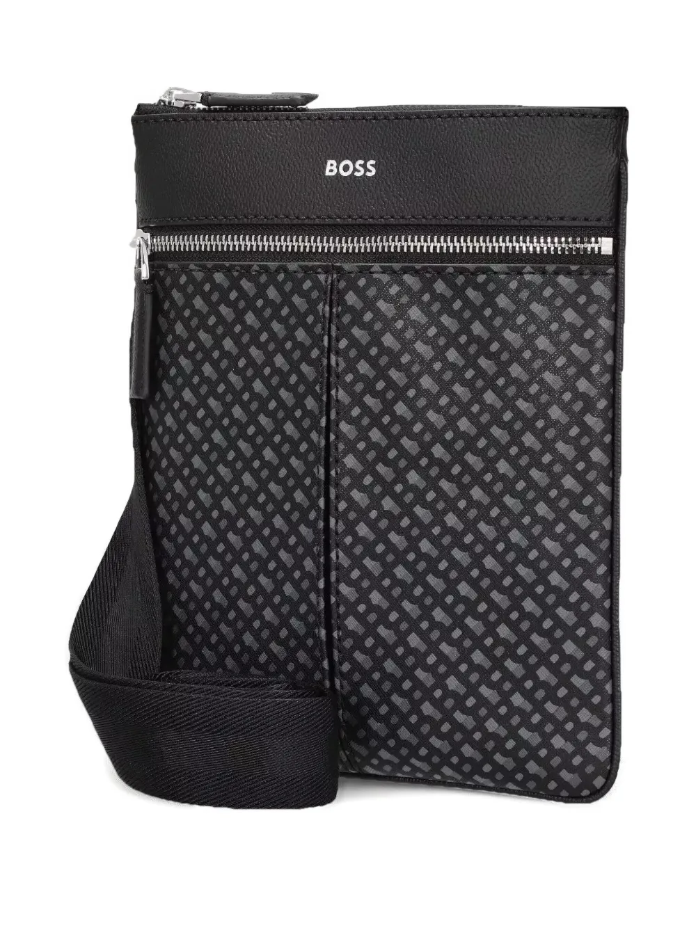 Hugo Boss Zair Logo-pattern Messenger Bag In Black