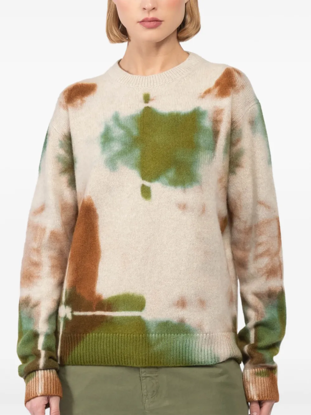 THE ELDER STATESMAN TIE DYE-PATTERN SWEATER