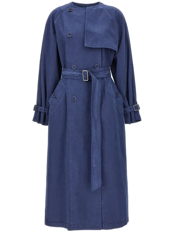 MAX MARA pianoforte シルク100オーガンジートレンチコート青 Max Mara Calao Trench Coat | Blue | FARFETCH