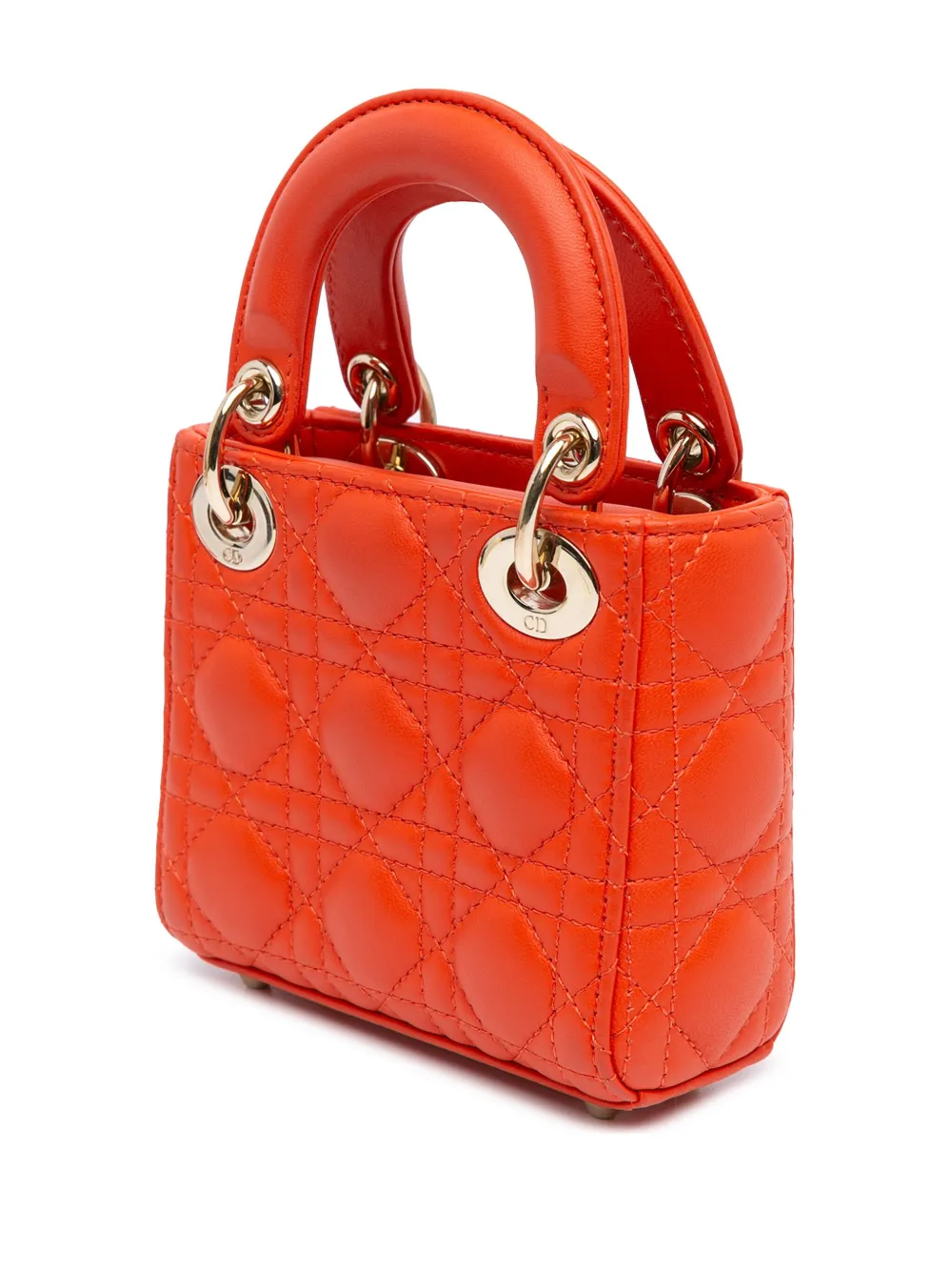 Christian Dior Pre-Owned 2022 Micro Lambskin Cannage Lady Dior satchel - Oranje