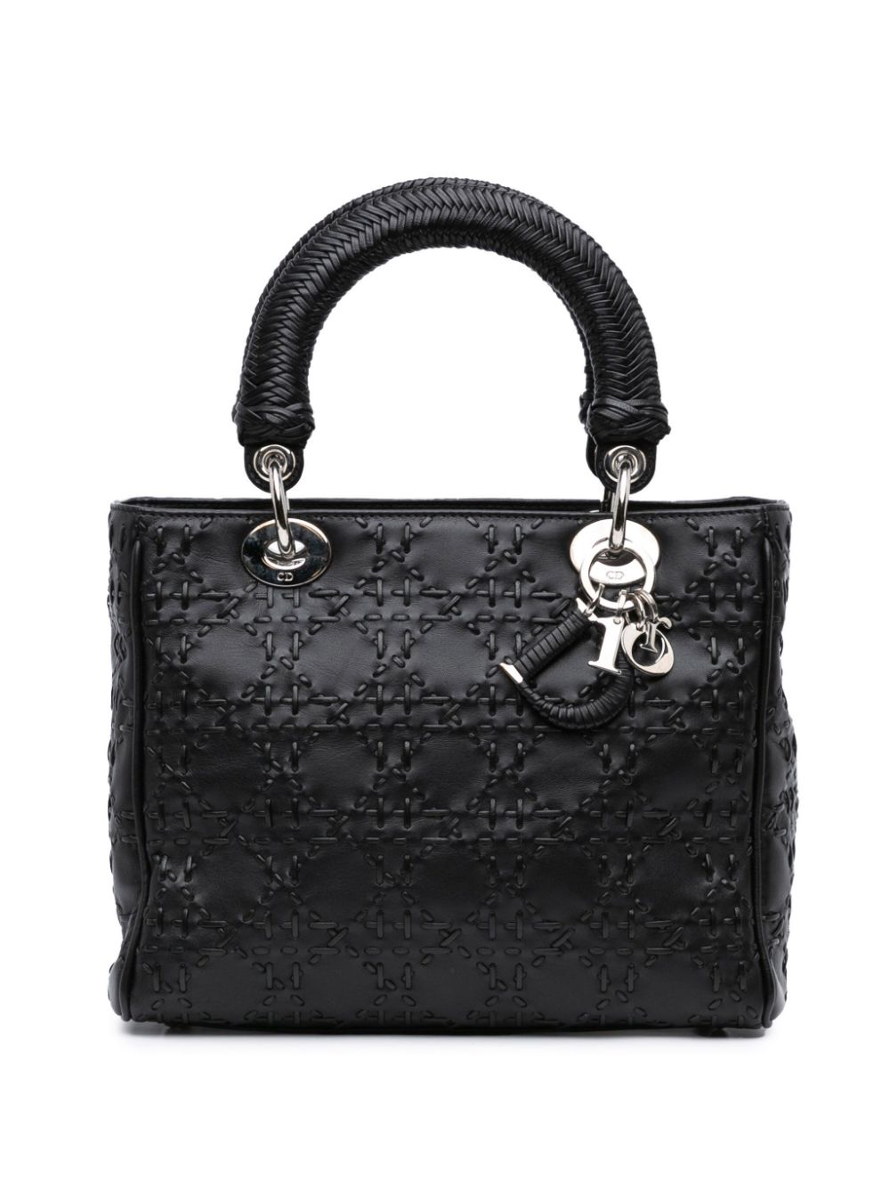 Christian Dior Pre-Owned 2006 Medium Calfskin Cannage Whipstitch Lady Dior satchel - Black